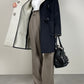 Cappotto grigio con alamari in lana, angora e cammello