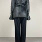 Shearling vintage Made in Italy antracite con riflessi verde salvia