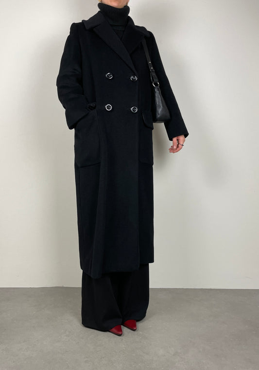 Long wool, angora and cashmere coat