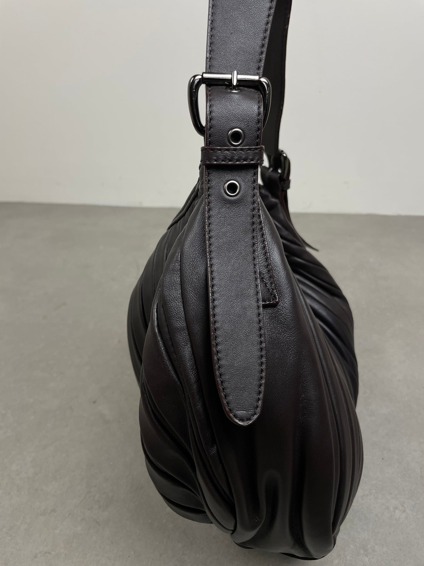 Maxi bag in vera pelle marrone