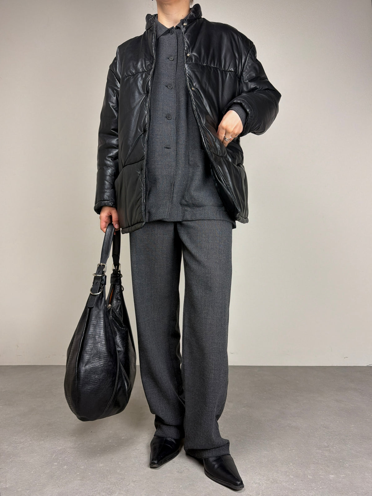 Piumino vintage in vera pelle