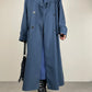 Trench vintage con gilet staccabile in vera pelliccia lapin