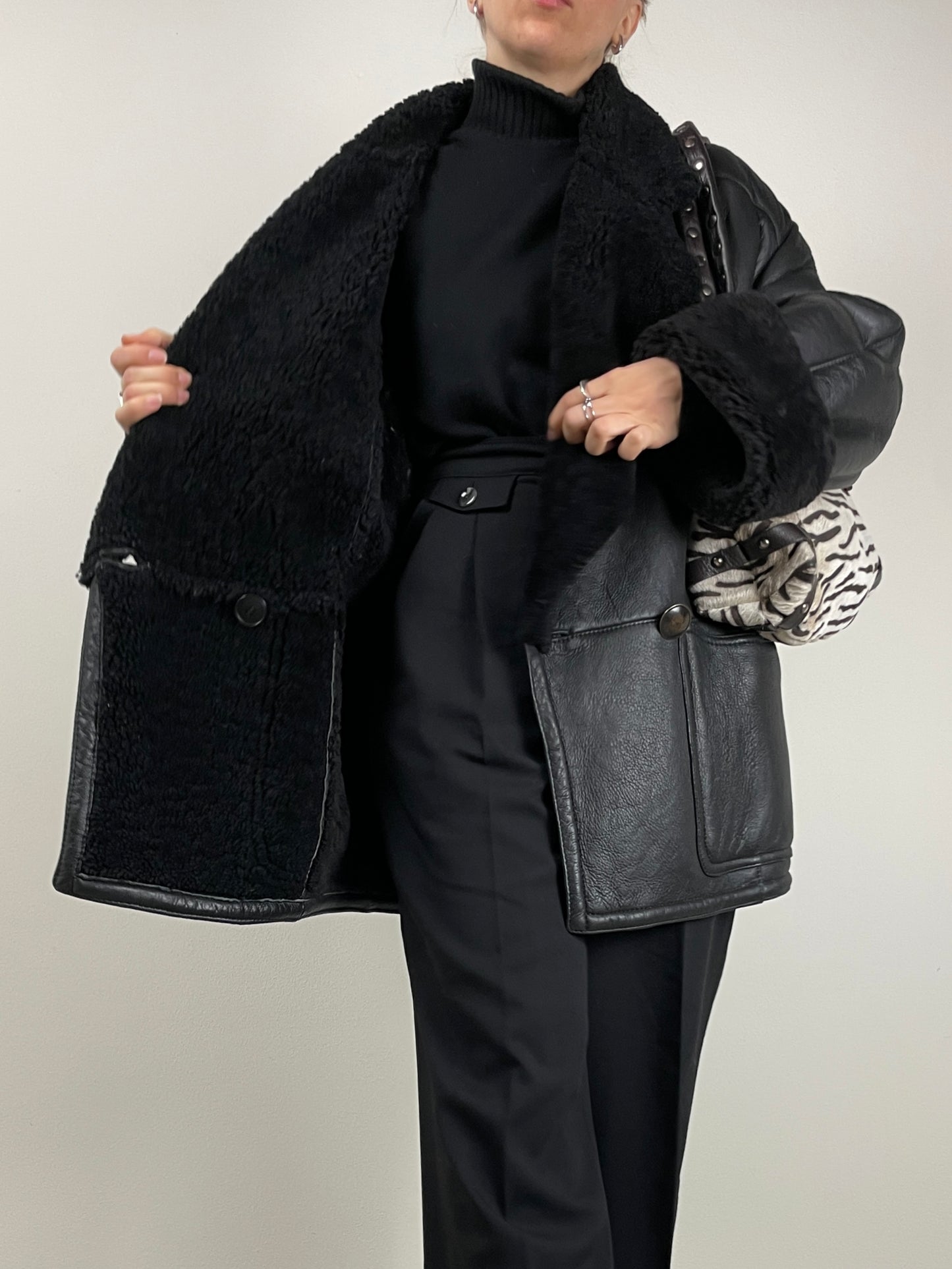 Shearling vintage nero