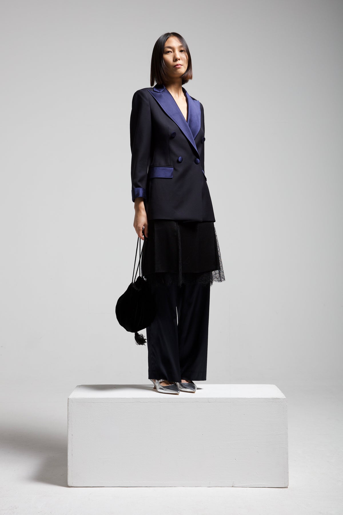 Pantaloni Alberta Ferretti in seta blu