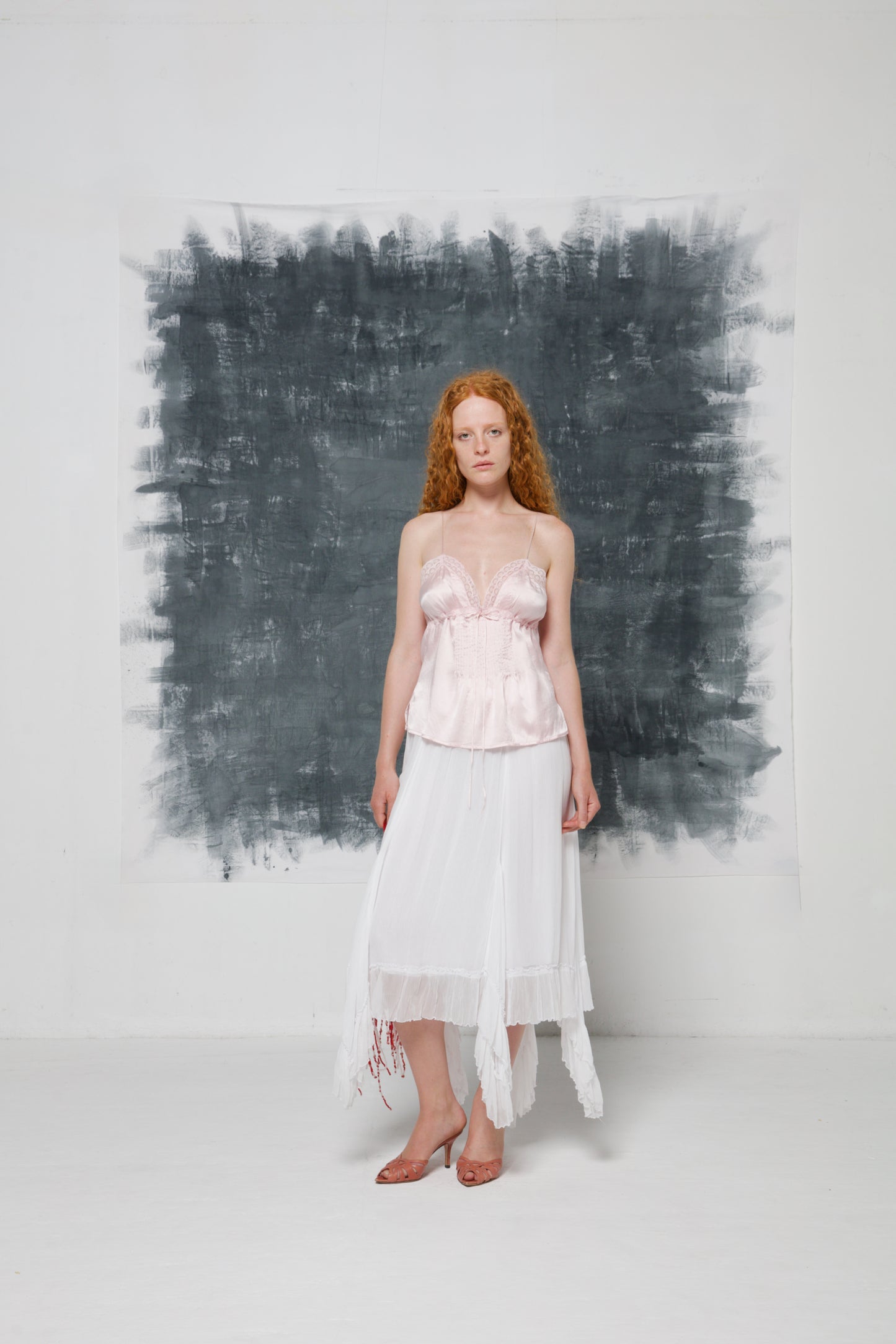 Top vintage in seta rosa