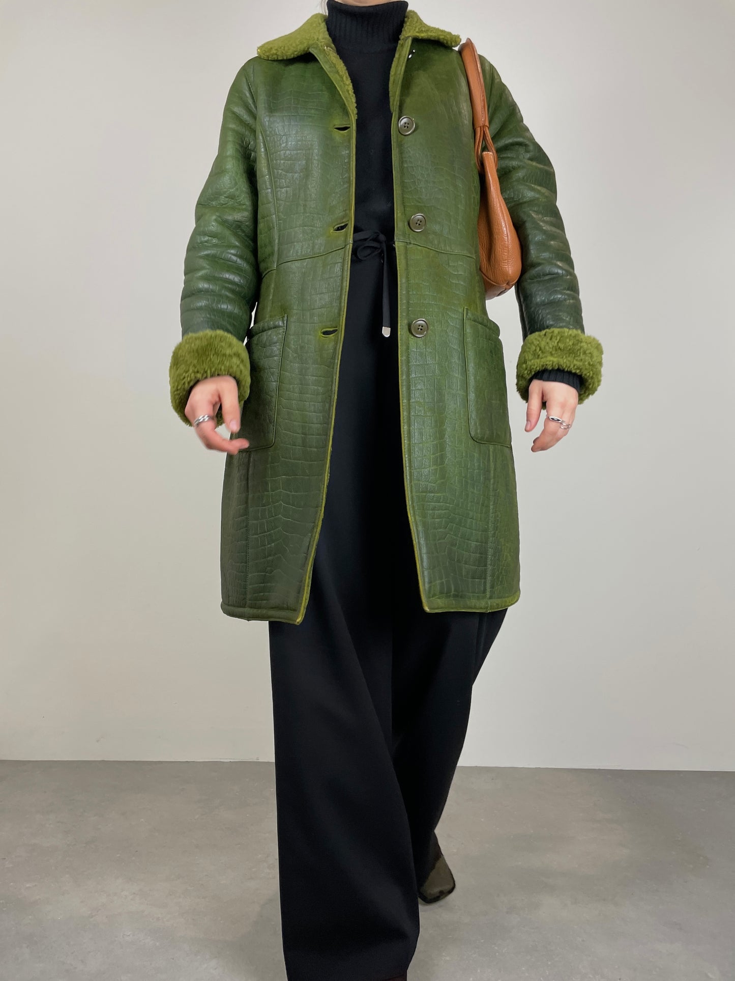 Green shearling jacket