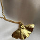 Ginkgo Baloba leaf gold necklace