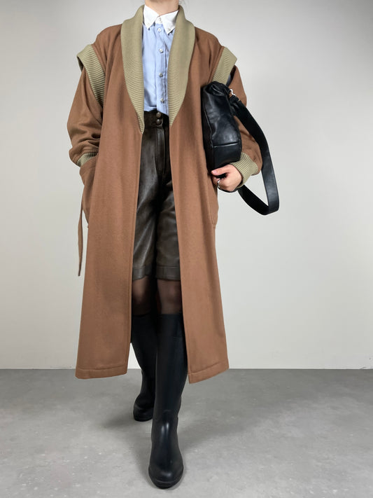 Cappotto vintage Cerruti in pura lana con maniche rimovibili