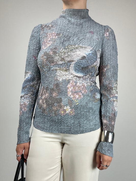 Top a fantasia in tessuto crinkle