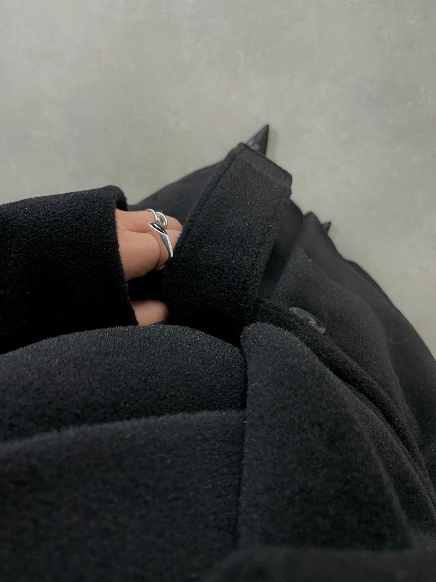 Black wool long coat