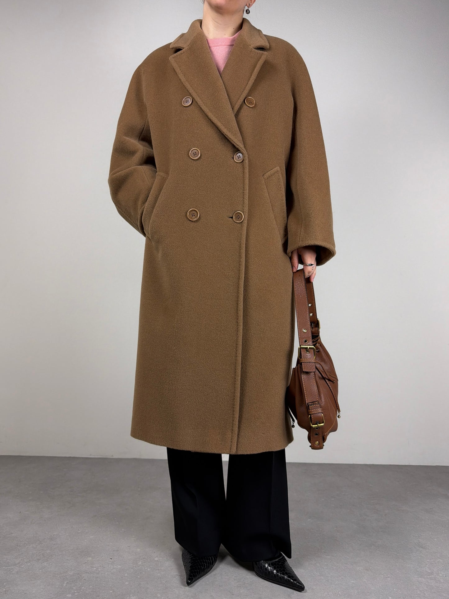 Cappotto in pura lana color cammello