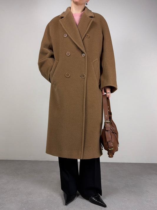 Cappotto in pura lana color cammello