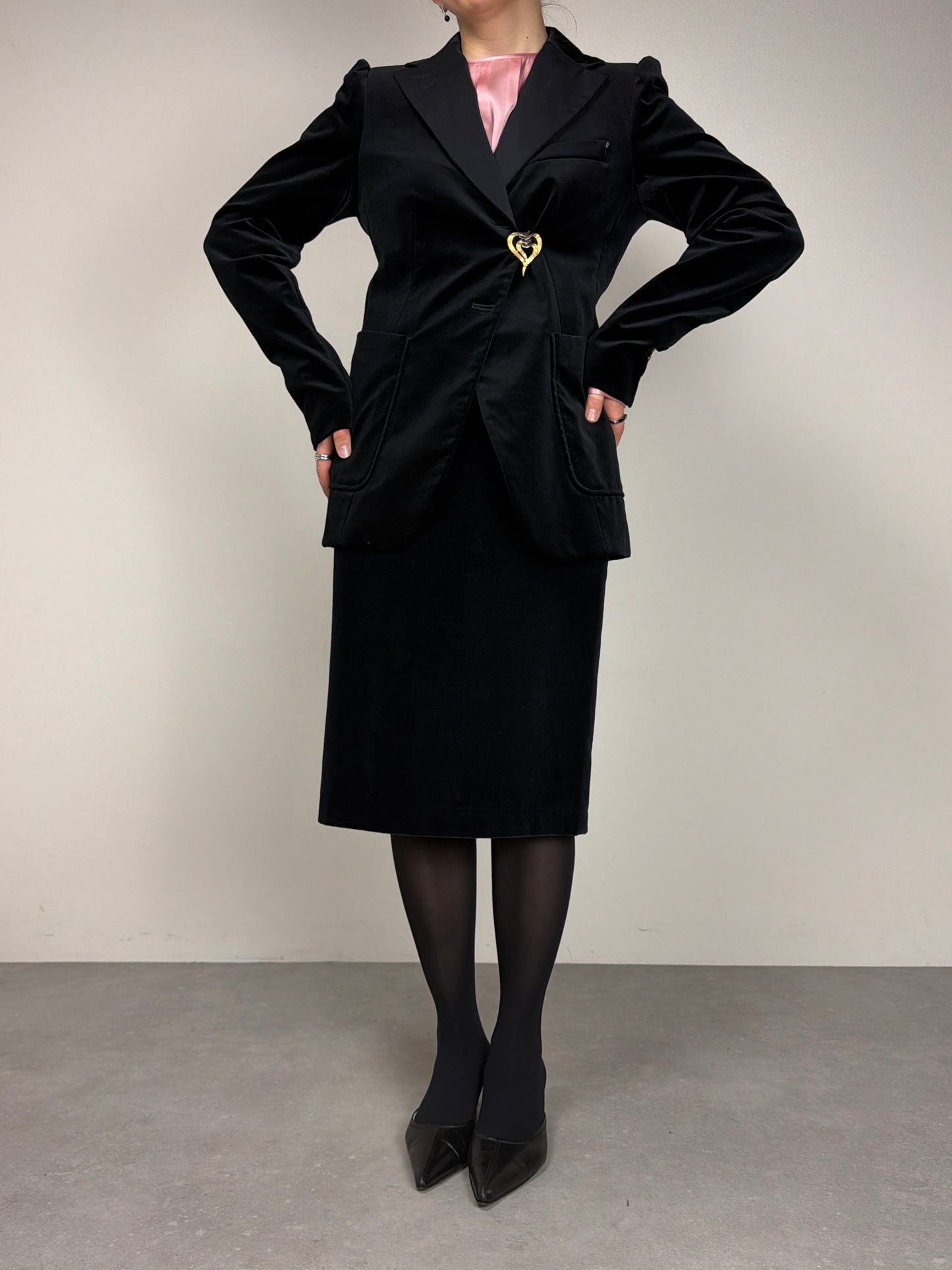 Blazer in velluto nero di cotone