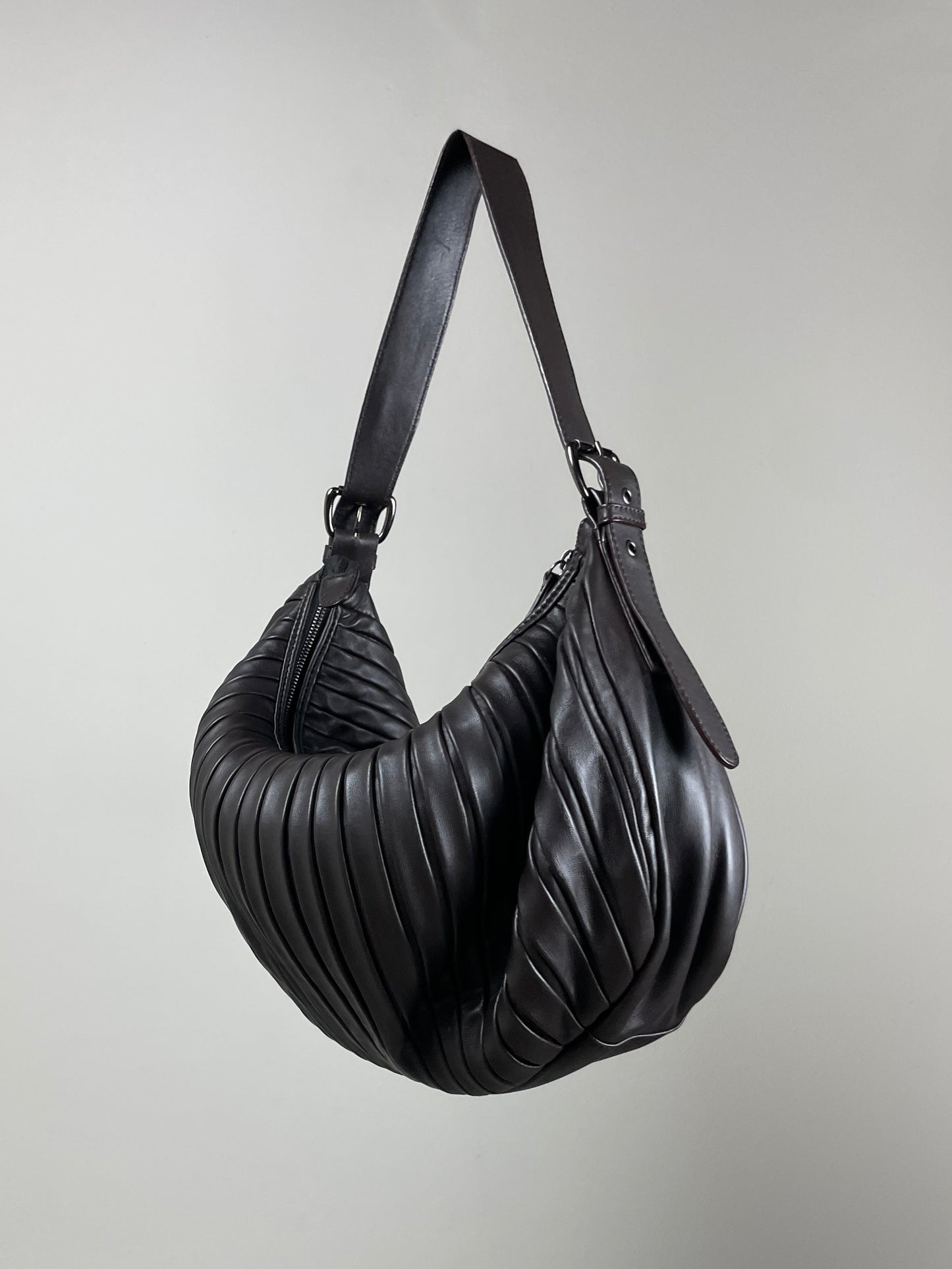 Maxi bag in vera pelle marrone