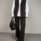 Completo vintage con gilet e pantalone in lana gessata