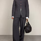 Completo vintage minimal in fresco di lana grigio salvia