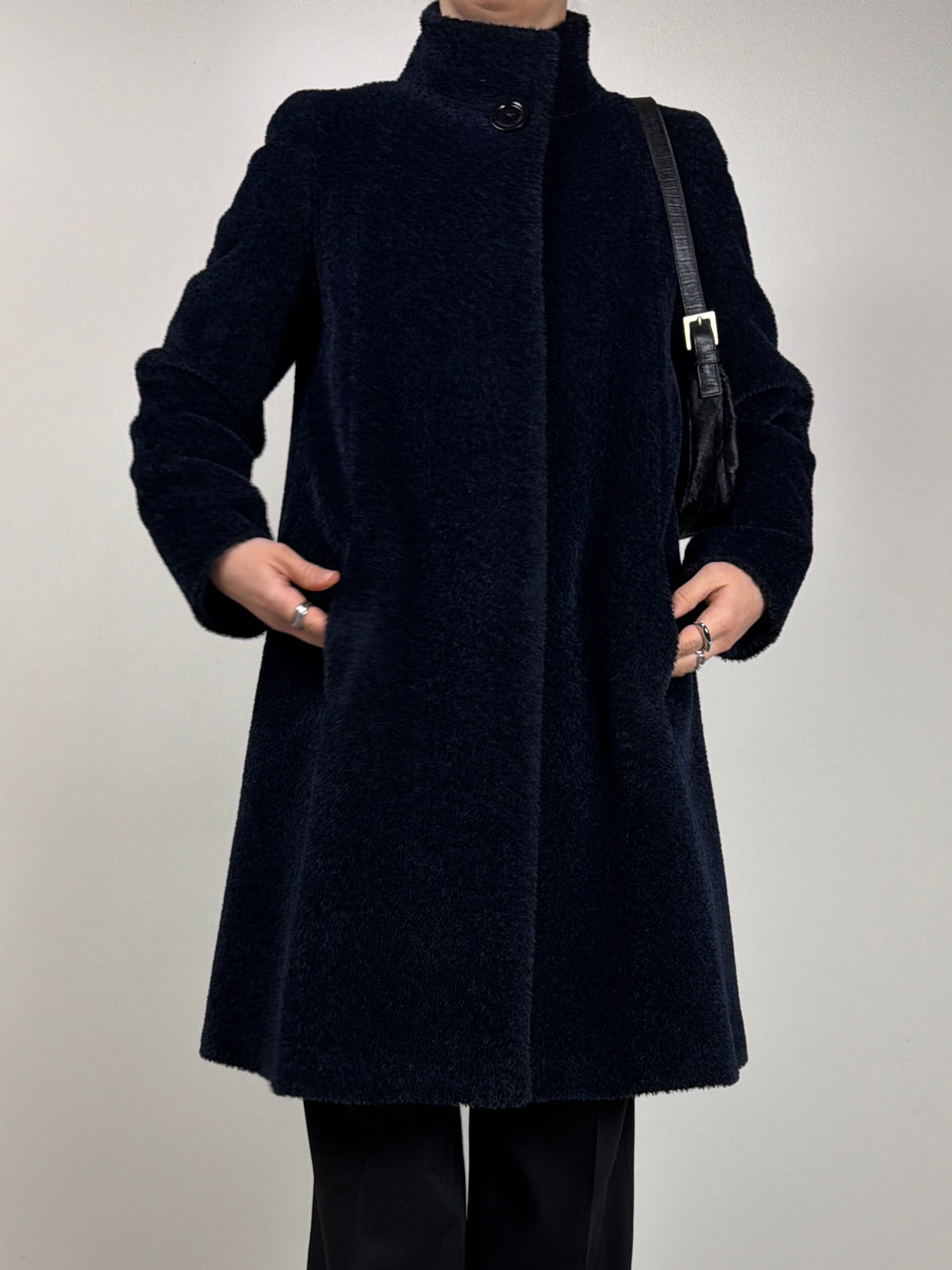 Cinzia Rocca Icon cappotto blu in alpaca e lana