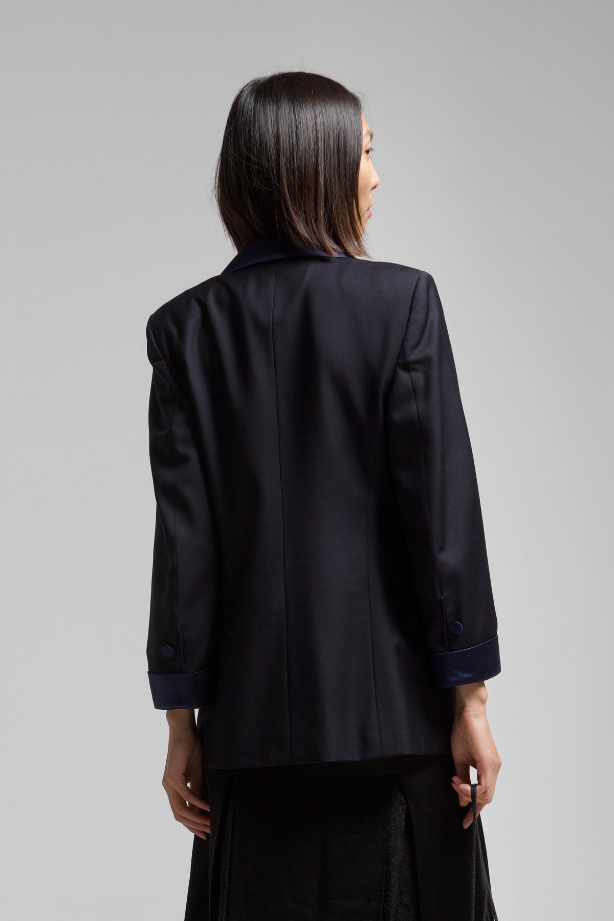 Blazer smoking vintage in lana blu