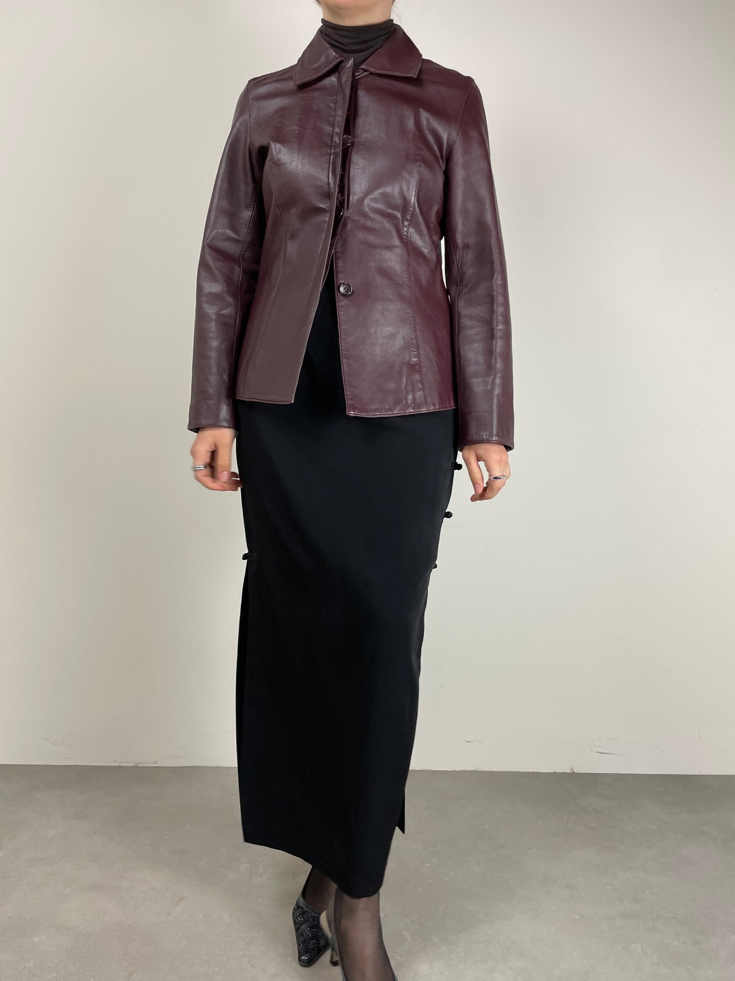 Giacca vera pelle bordeaux