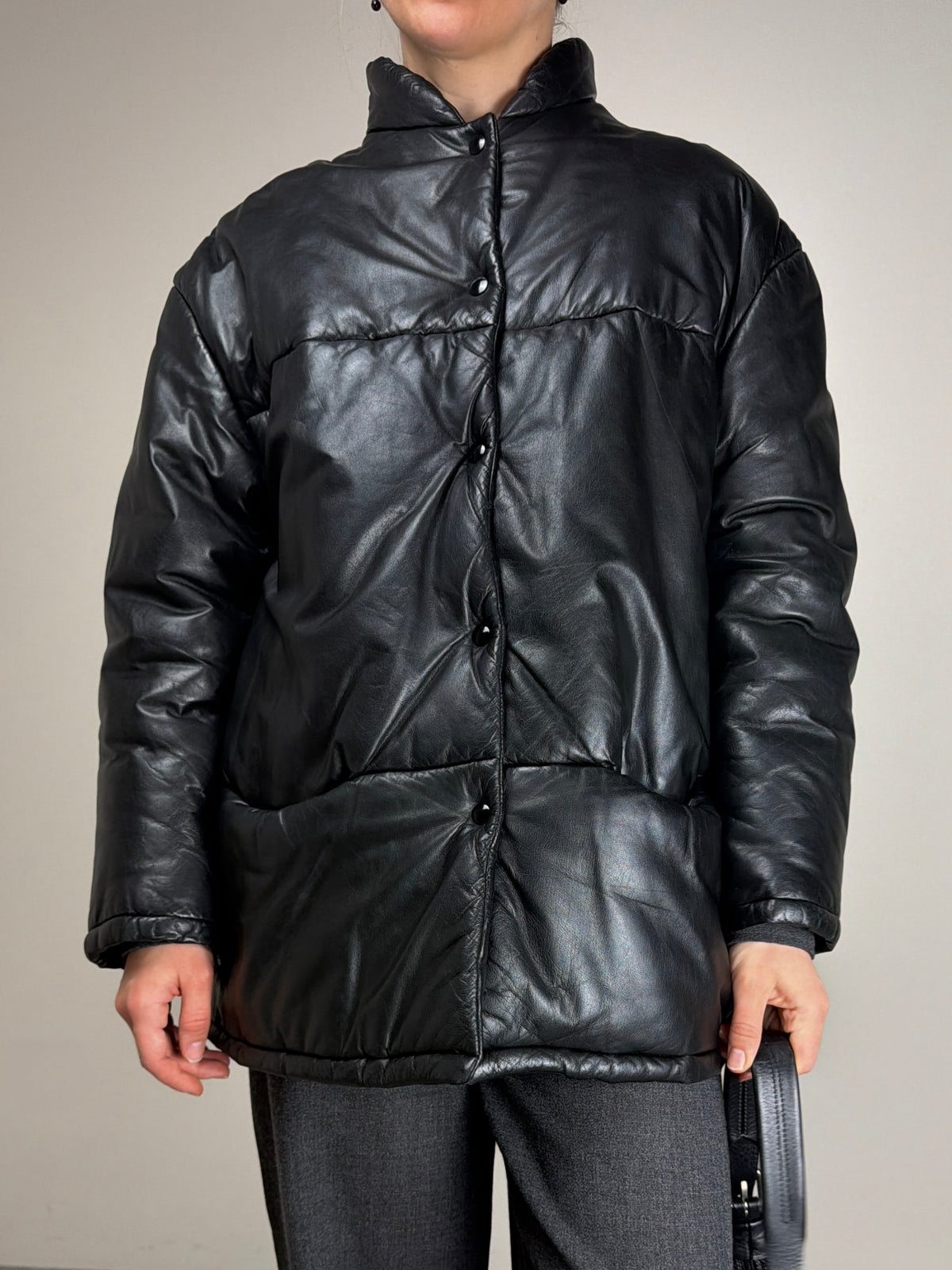 Piumino vintage in vera pelle