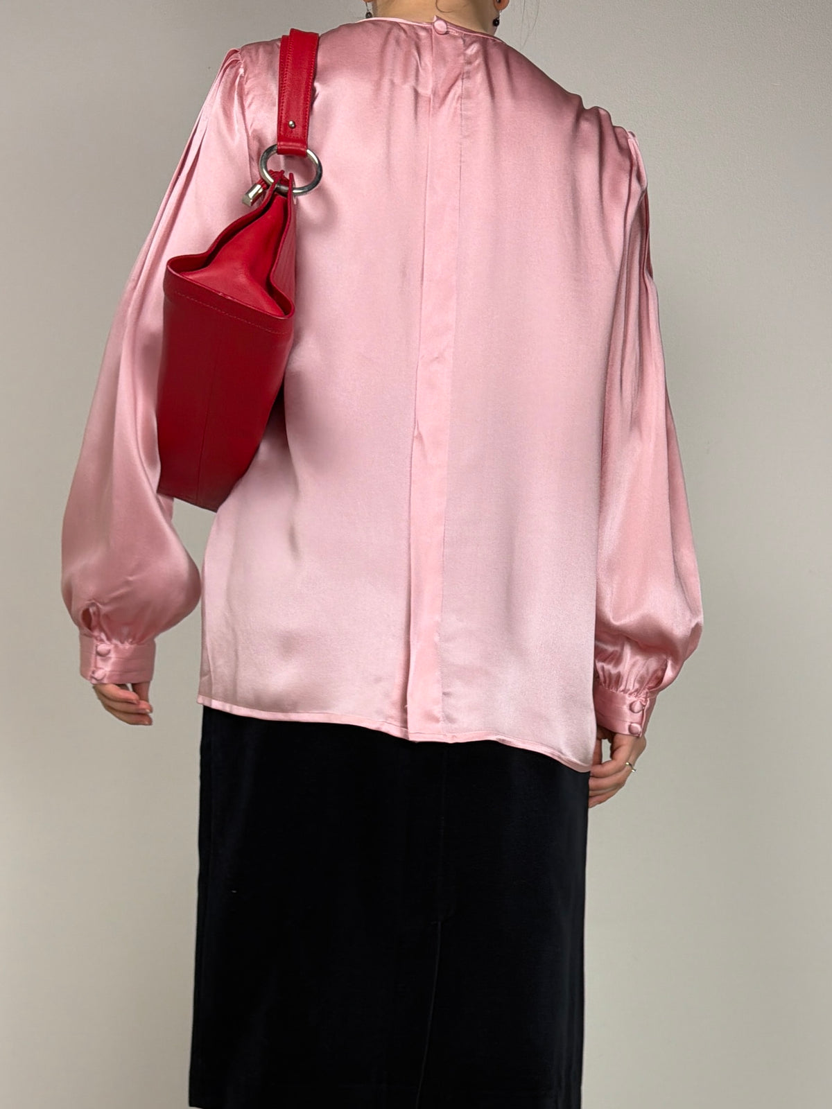 Blusa vintage in pura seta rosa