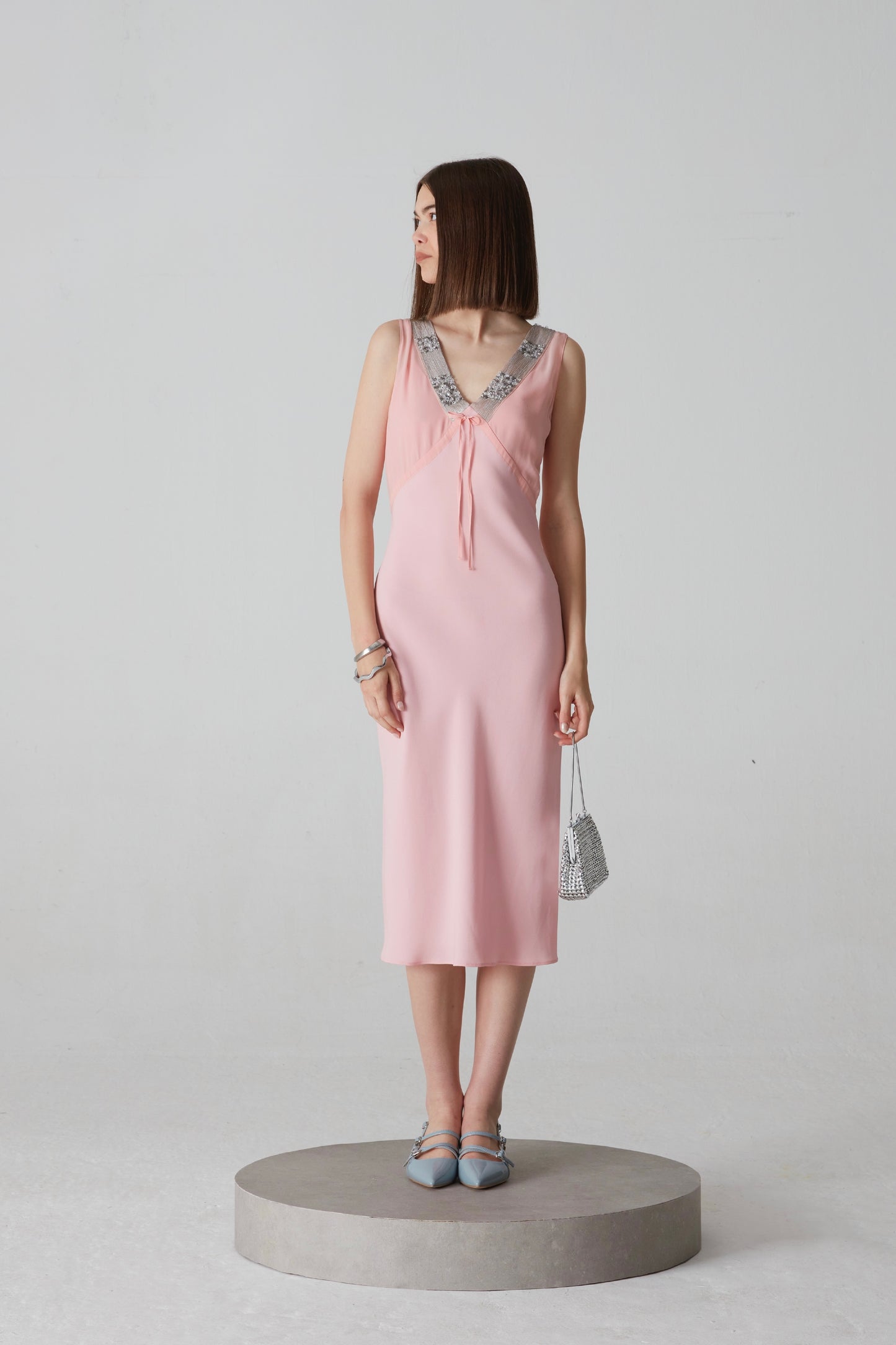 Abito vintage in pura seta rosa