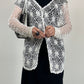 Cardigan all’uncinetto con motivo floreale