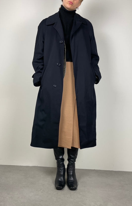 Blue wool trench coat