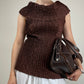 Top vintage marrone effetto crinkle