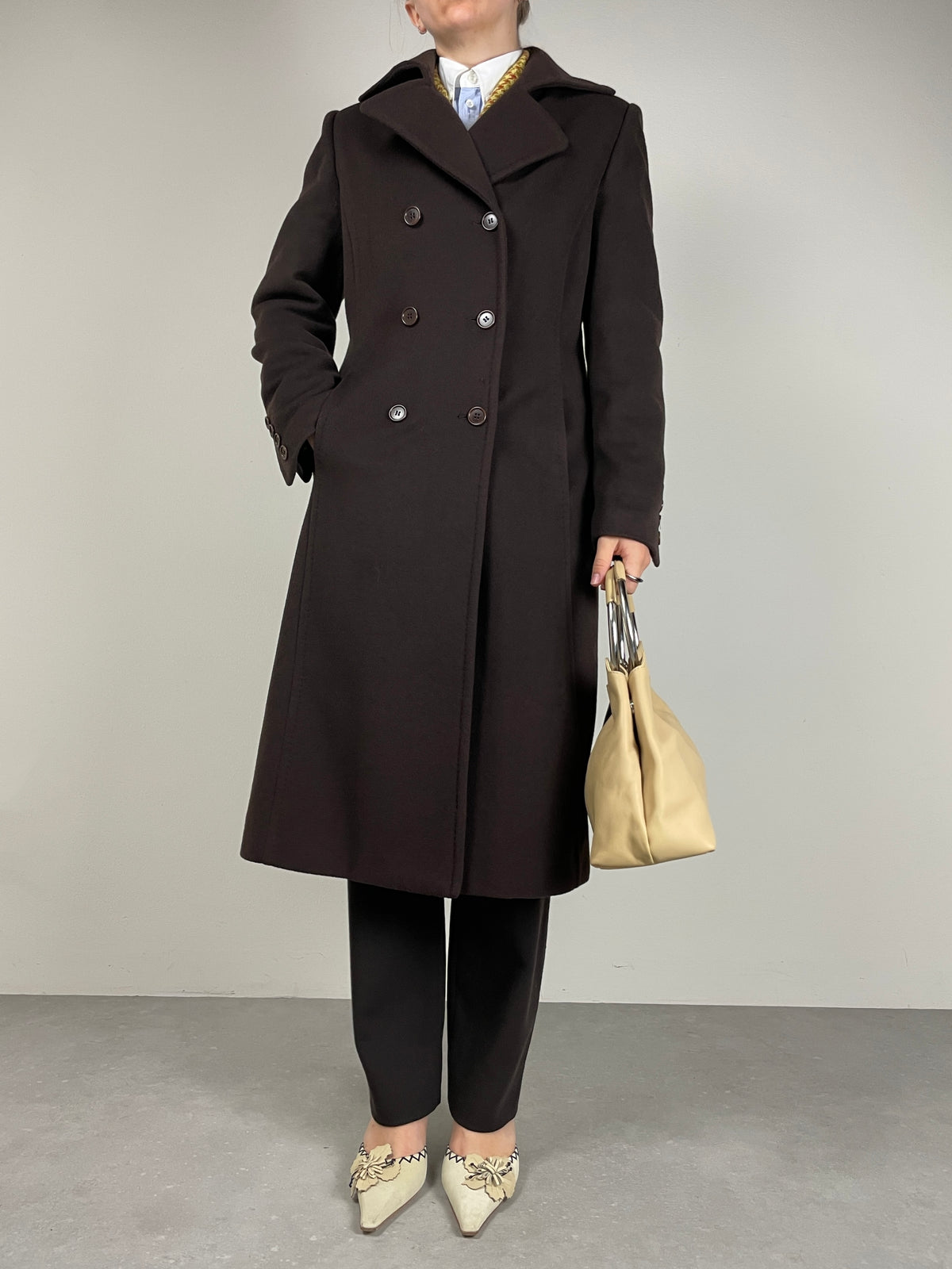 Cappotto a doppiopetto in lana e cashmere