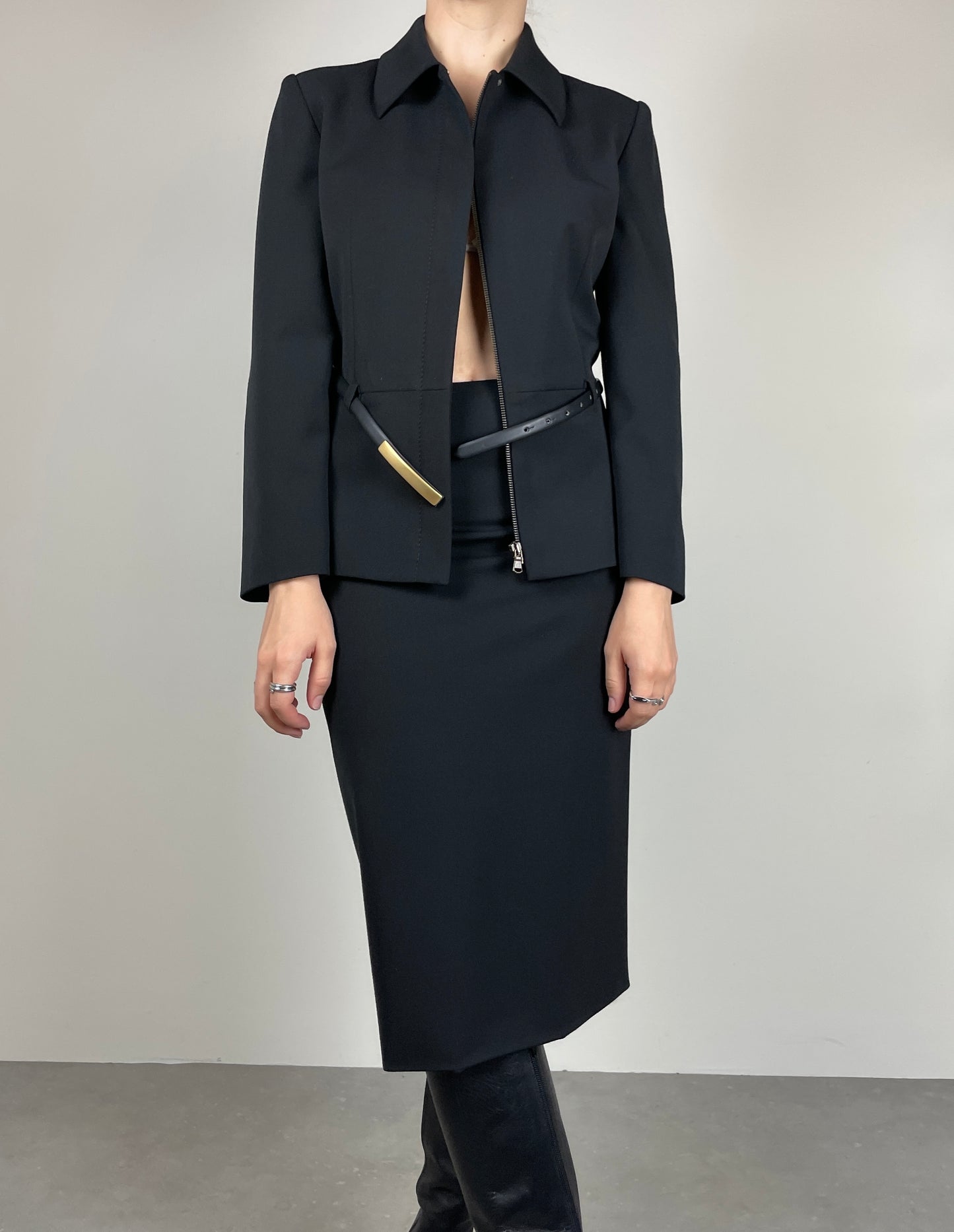 Made in Italy black skirt suit