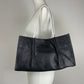 Shopper in vera pelle nera con inserti bianchi