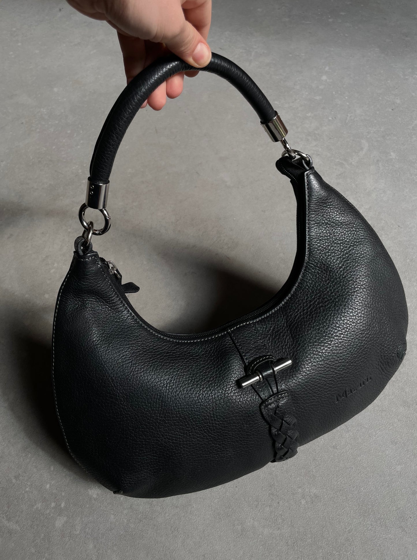 Black hobo leather bag