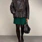 Giacca vintage in vera pelle marrone