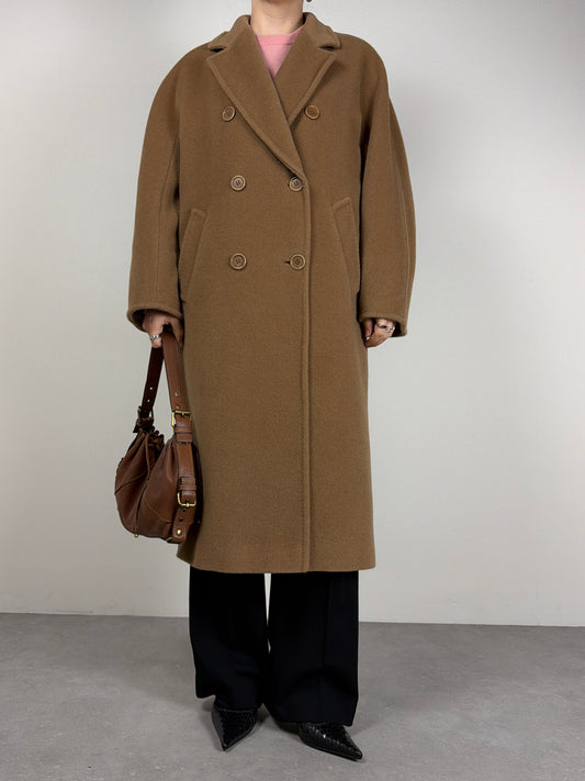 Cappotto in pura lana color cammello