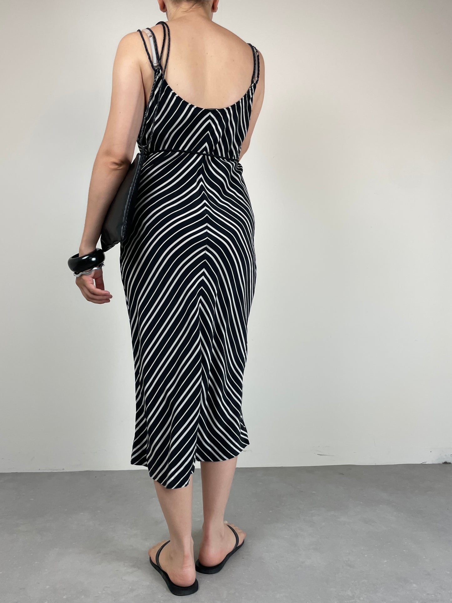 Abito vintage in pura seta a righe