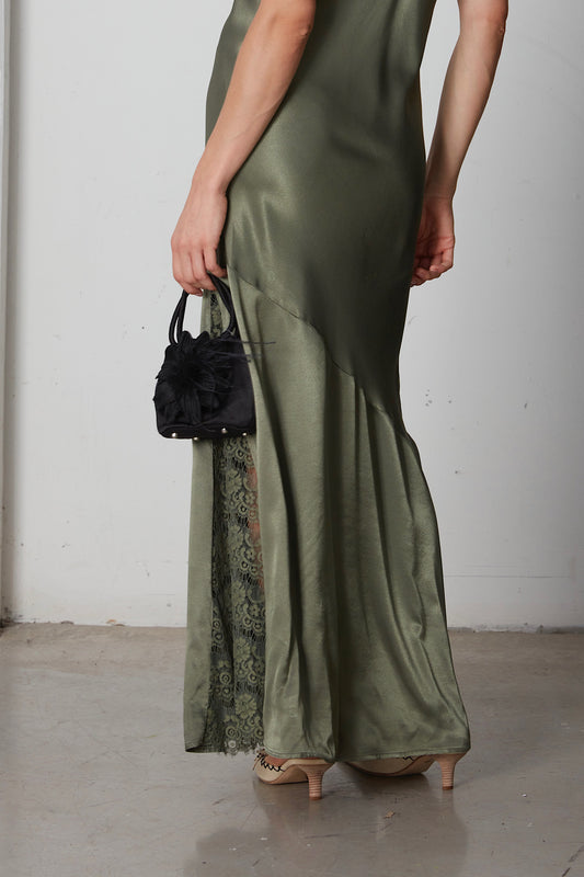 Borsetta vintage in raso con fiore