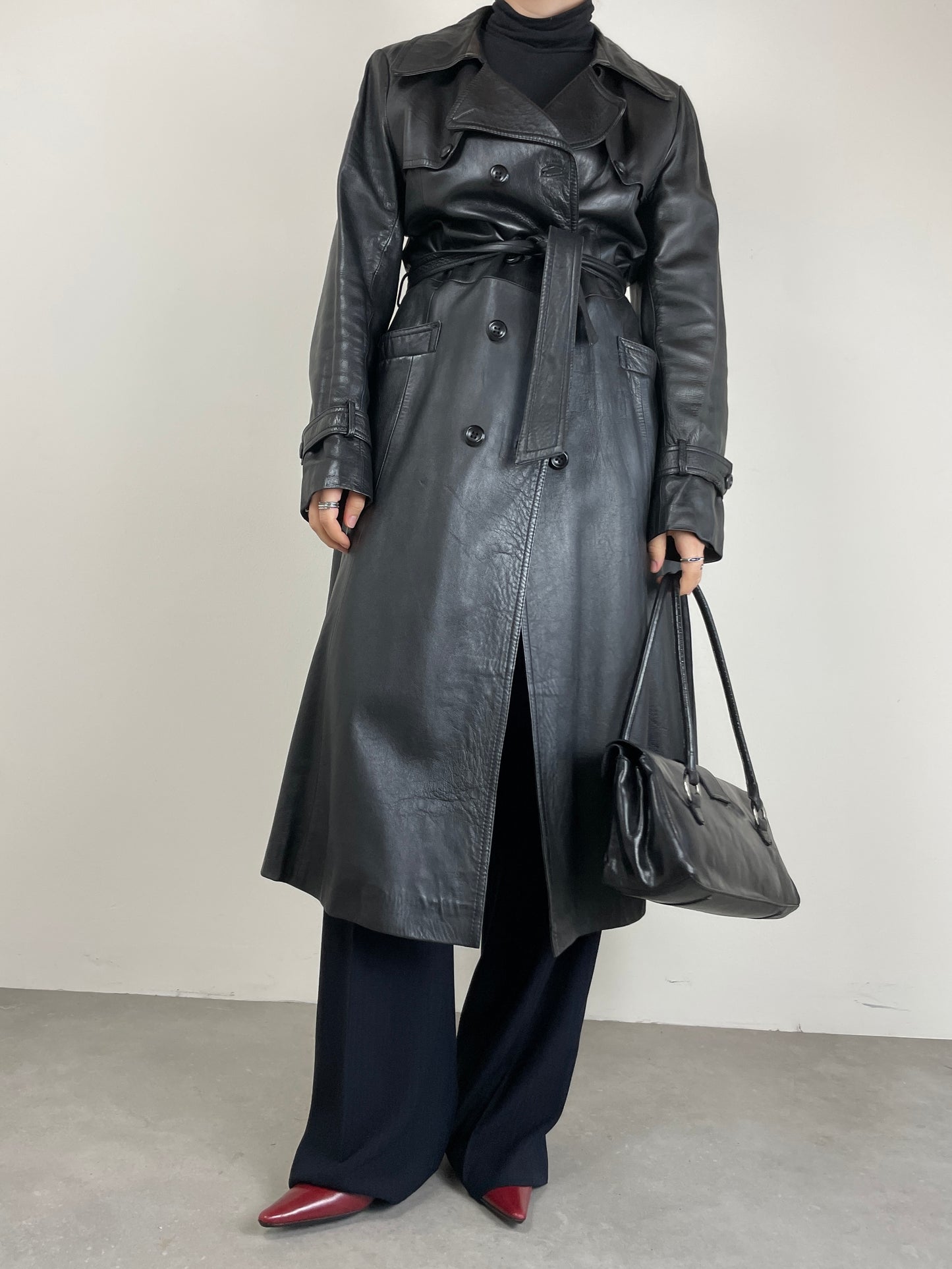 Trench vintage in vera pelle