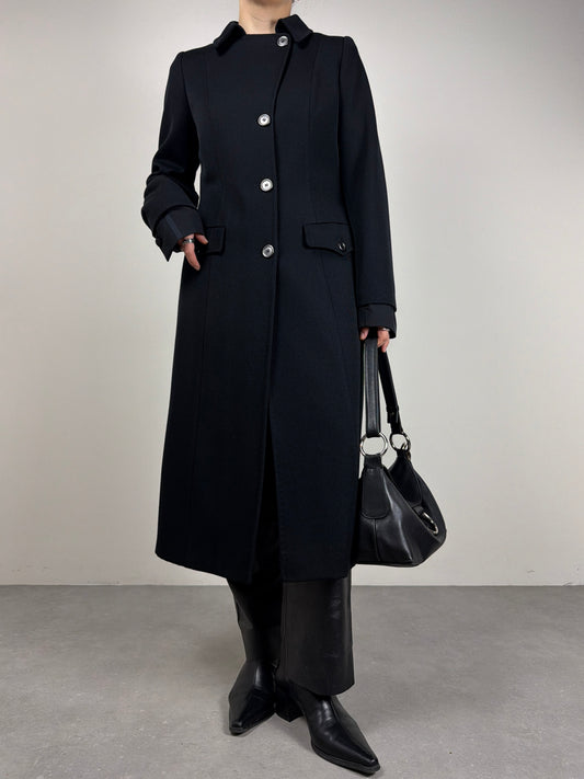 Cappotto in pura lana nera made in Italy