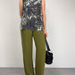 Pantalone vintage in seta verde oliva