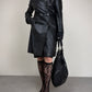 Trench vintage in vera pelle a doppiopetto