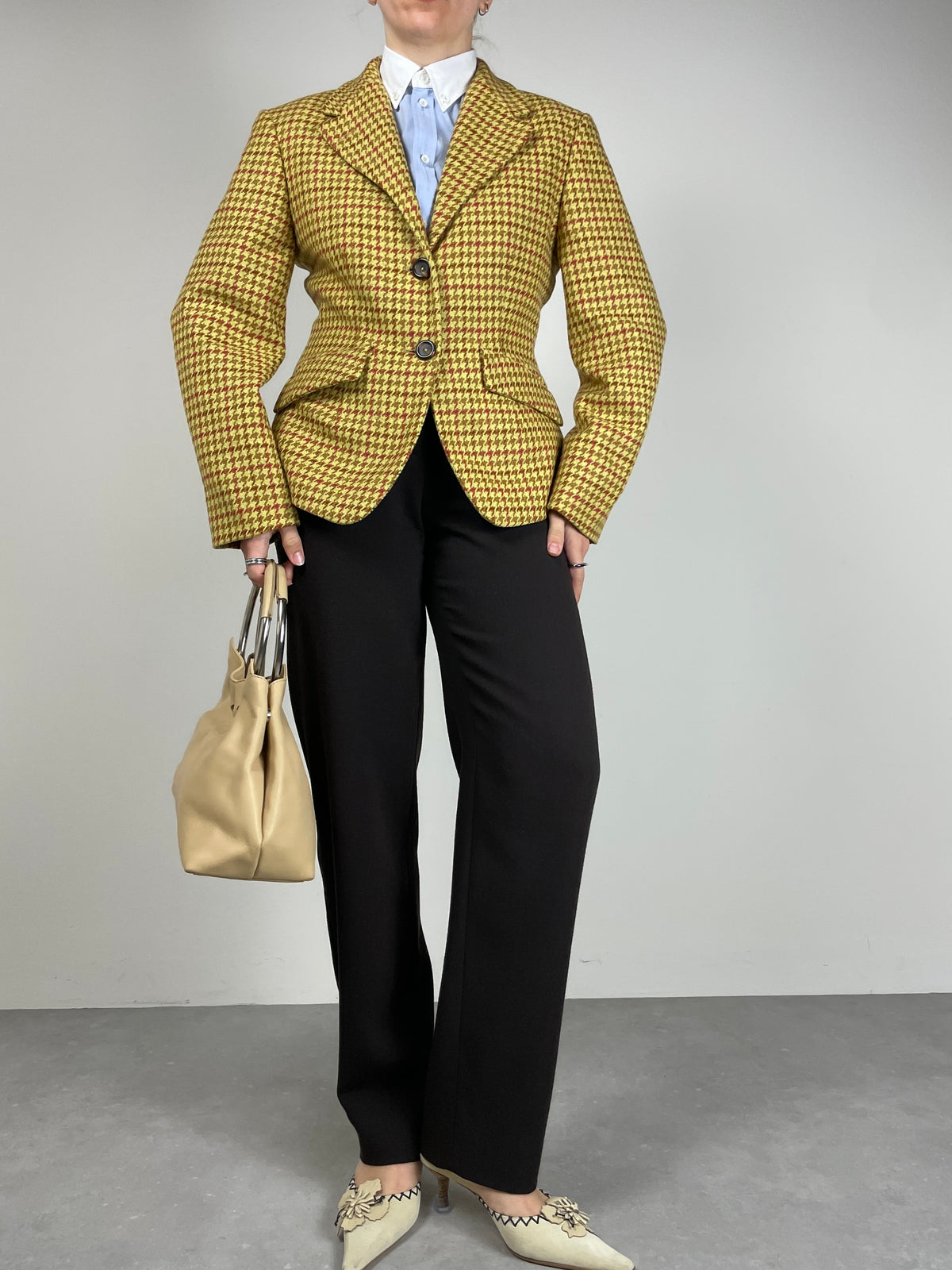 Blazer JIL SANDER in lana e cashmere pied de poule