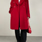 Cappotto rosso in lana, angora e cashmere