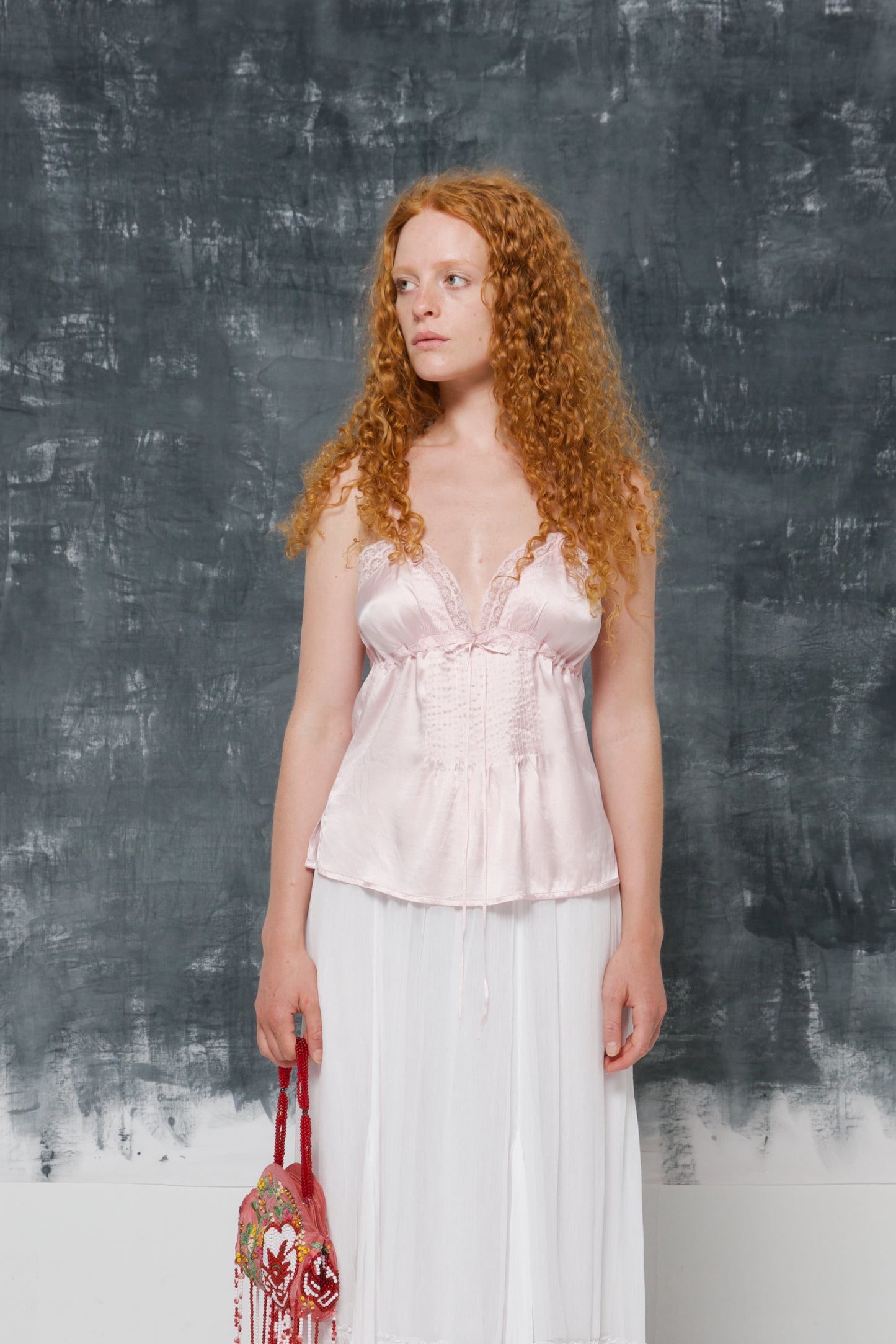 Top vintage in seta rosa