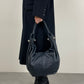 Hobo bag in vera pelle blu