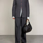 Completo vintage minimal in fresco di lana grigio salvia