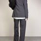Completo vintage minimal in fresco di lana grigio salvia