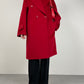 Cappotto rosso in lana, angora e cashmere