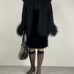 GENNY cardigan in misto mohair e seta con pelliccia Mongolia