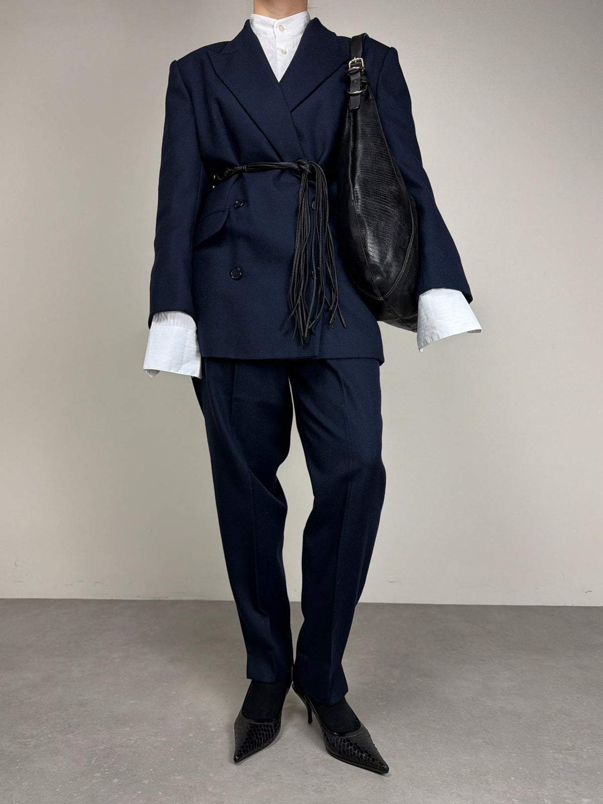Completo vintage in 100% lana blu
